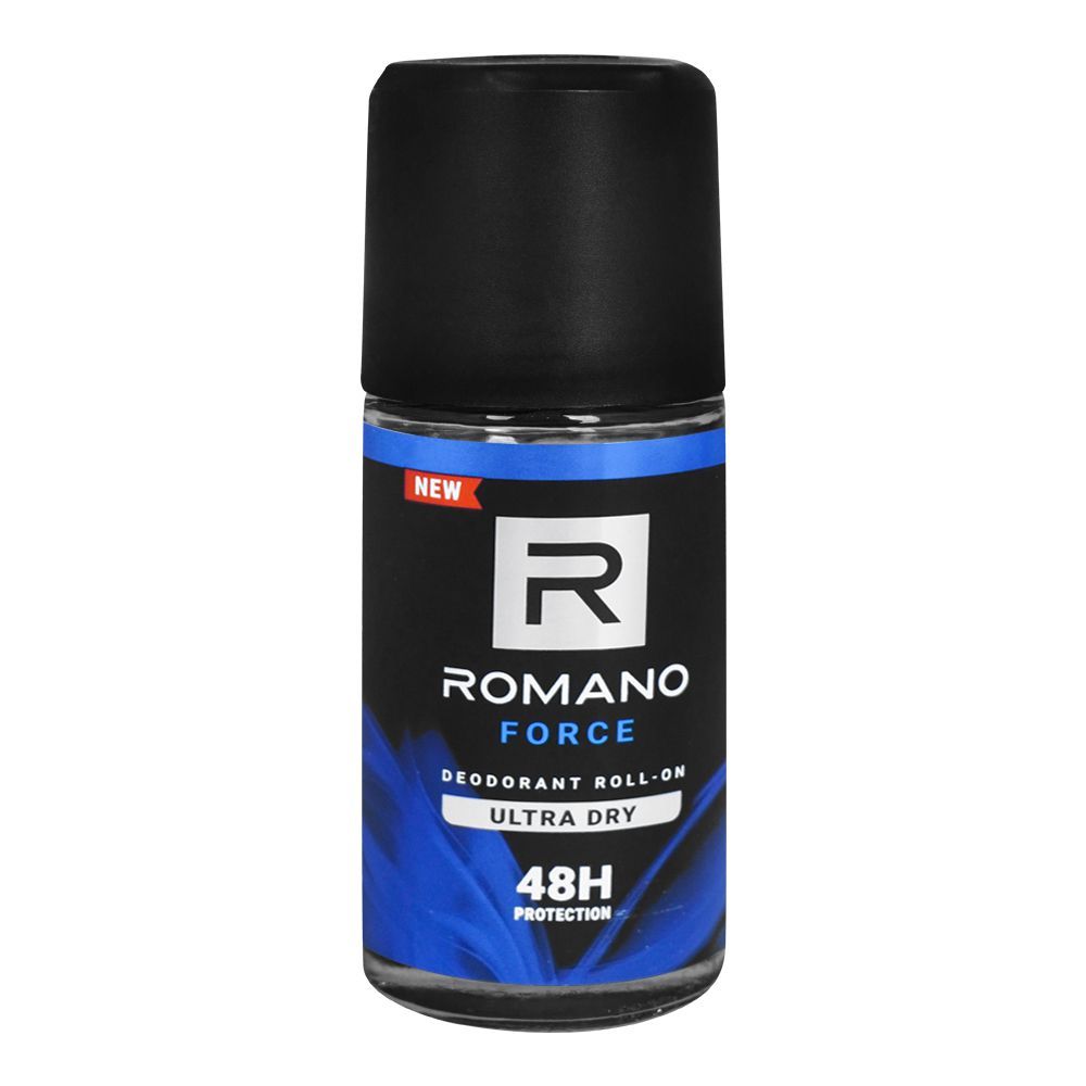 Romano Force Ultra Dry 48H Deodorant Roll-On for Men 50ml - Long Lasting Anti Perspirant with 48 Hour Sweat Control, Fresh Ma