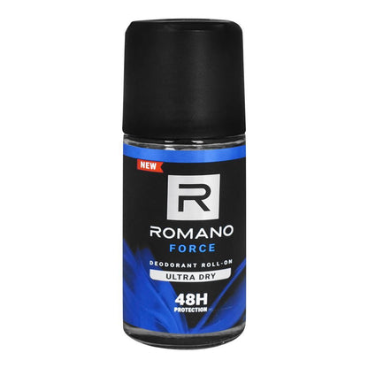 Romano Force Ultra Dry 48H Deodorant Roll-On for Men 50ml - Long Lasting Anti Perspirant with 48 Hour Sweat Control, Fresh Ma