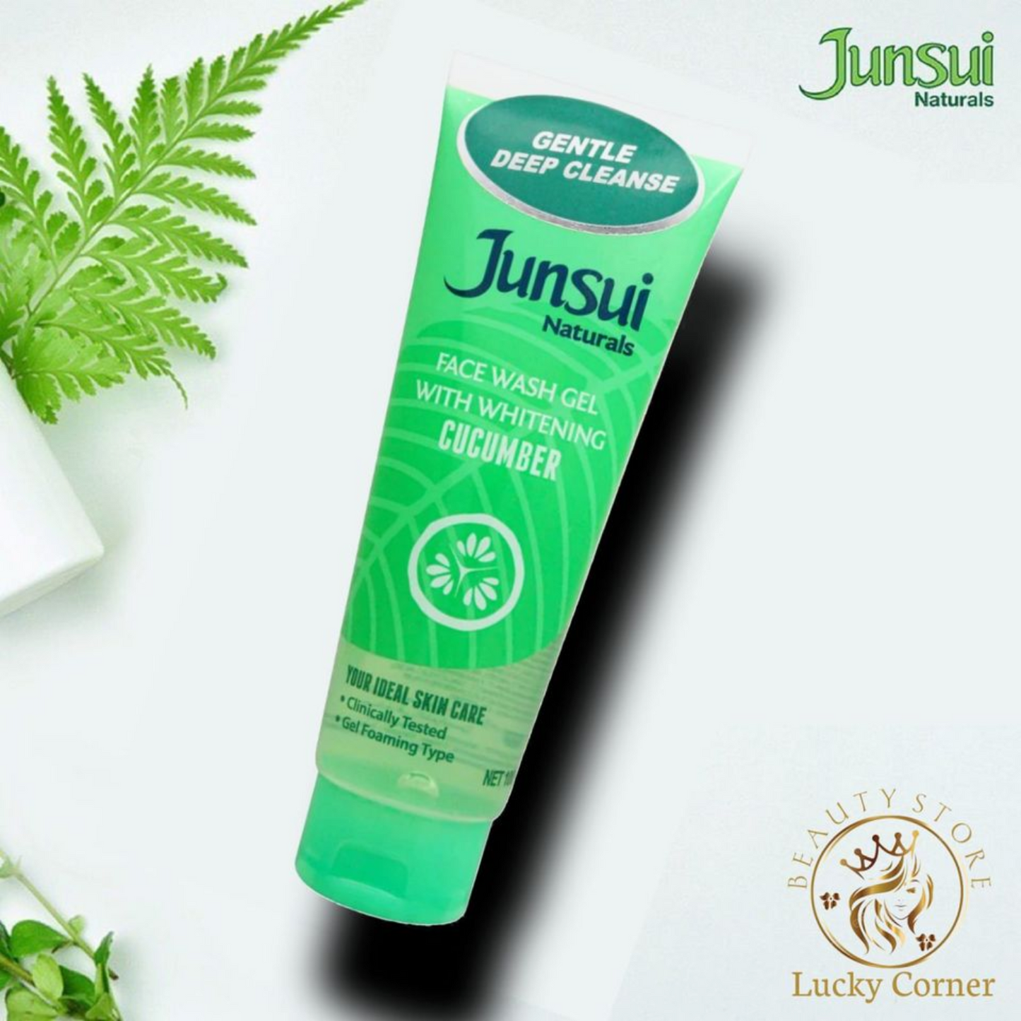 Junsui Cucumber Whitening Face Wash Gel 100g - Hydrating Cooling Cleanser for Deep Cleansing, Oil Control & Bright Fresh Skin