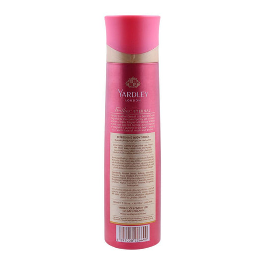 Yardley Feather Eternal Body Spray for Women 150ml - Long Lasting Elegant Floral Fragrance Mist with Soft Musk & Fresh Notes,