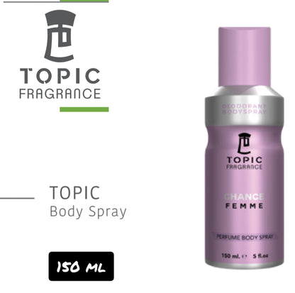 Topic Fragrance Chance Femme Perfume Body Spray 150ml Long-Lasting Elegant Fragrance for Women