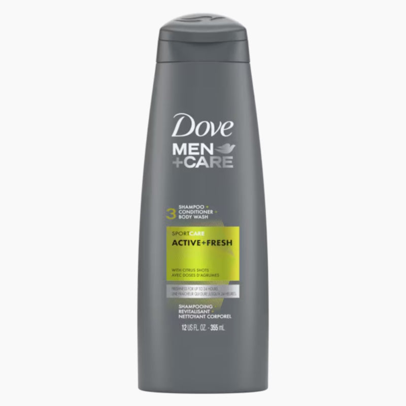 Dove Men+Care Sport Care Active + Fresh with Citrus Shots 3-in-1 Shampoo + Conditioner + Body Wash 355ml