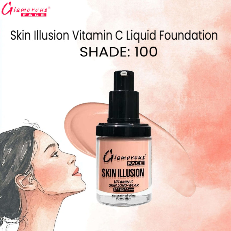 Glamorous Face Skin Illusion Vitamin C Liquid Foundation 25ml (shade:100)