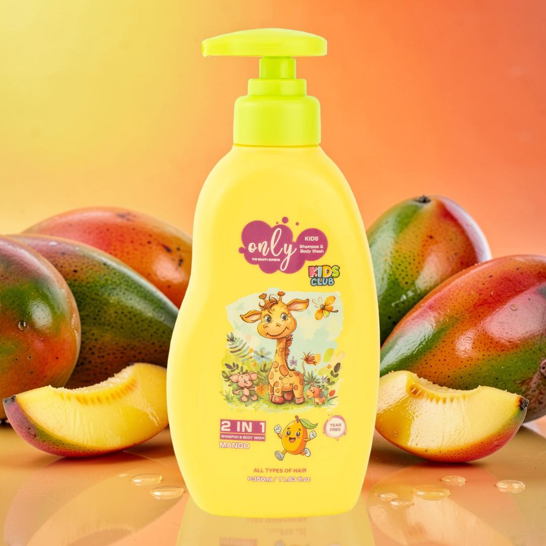 Only Kids Mango Shampoo 350ml – Gentle Tear-Free Kids Hair Care Shampoo for Soft Smooth Hair, Mild Cleansing, Nourishment & H
