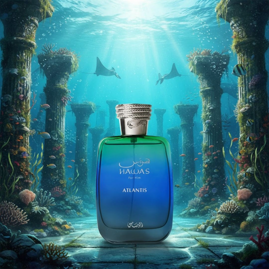 Hawas Atlantis Eau de Parfum Spray 100ml by Rasasi Long-Lasting Fresh & Masculine Fragrance