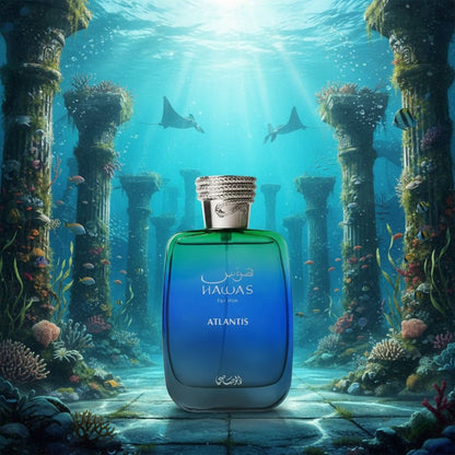 Hawas Atlantis Eau de Parfum Spray 100ml by Rasasi Long-Lasting Fresh & Masculine Fragrance