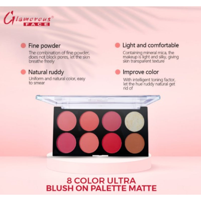 Glamorous Face 8 Color Ultra Blush on Palette (SHADE 01)