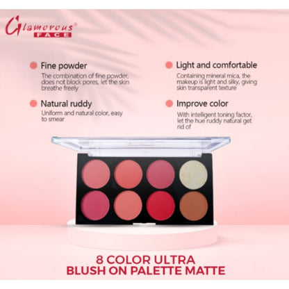Glamorous Face 8 Color Ultra Blush on Palette (SHADE 01)