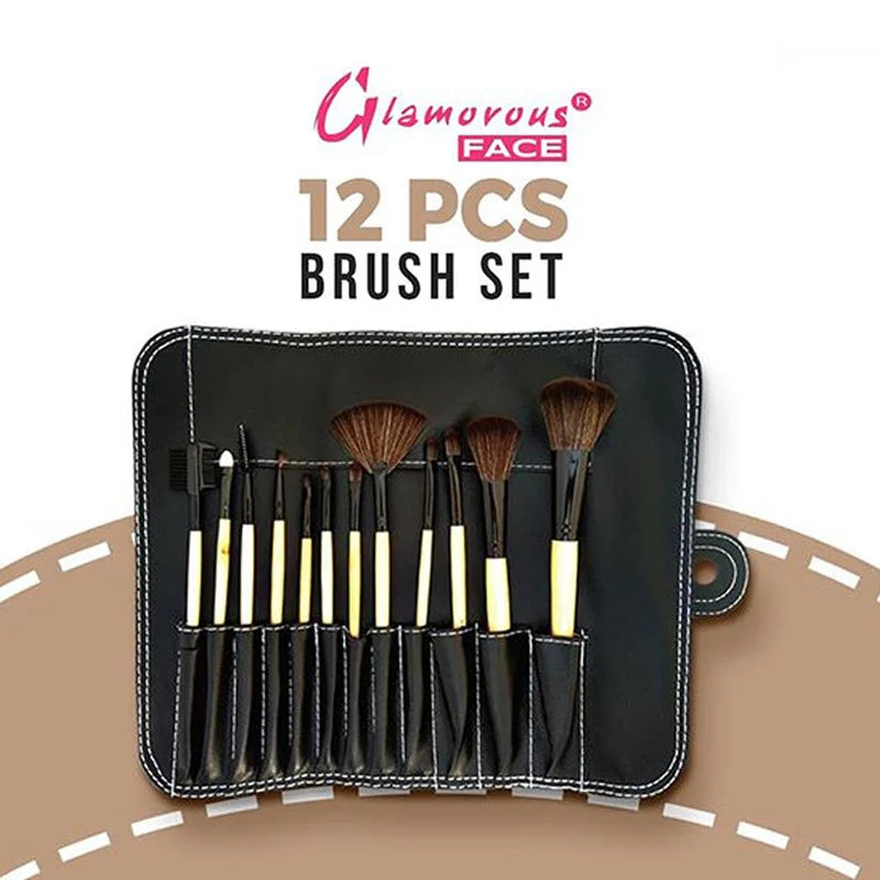 Glamorous Face 12 Piece Leather Brushset