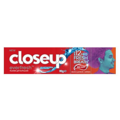 Closeup Everfresh Fluoride Gel Toothpaste Up to 12 Hours Fresh Breath Red Hot 90g