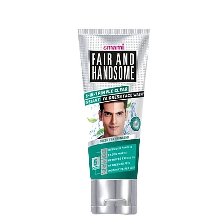 Emami Fair and Handsome 5 in 1 Pimple Clear Instant Radiance Face Wash 50g – Deep Cleansing Anti Acne Oil Control Brightening