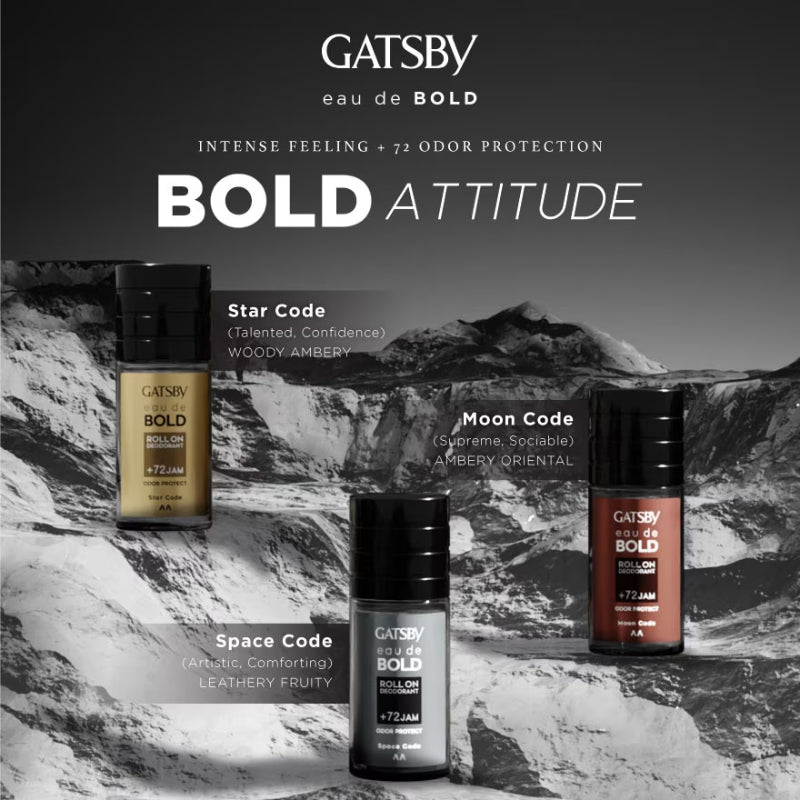 Gatsby Eau de Bold Roll-On Deodorant - 72H Odor Protection Space Code