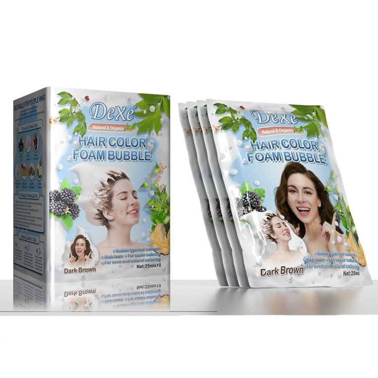Dexe Hair Color Foam Bubble Shampoo Dark Brown 25 ml x 10 Pack Gentle Cleansing & Hair Color Care