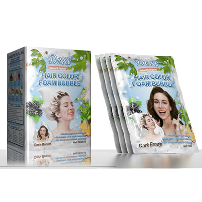 Dexe Hair Color Foam Bubble Shampoo Dark Brown 25 ml x 10 Pack Gentle Cleansing & Hair Color Care