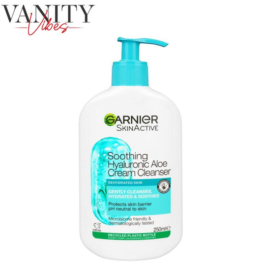 Garnier SkinActive Soothing Hyaluronic Aloe Cream Cleanser pH Neutral 250ml Gentle & Hydrating Face Cleanser