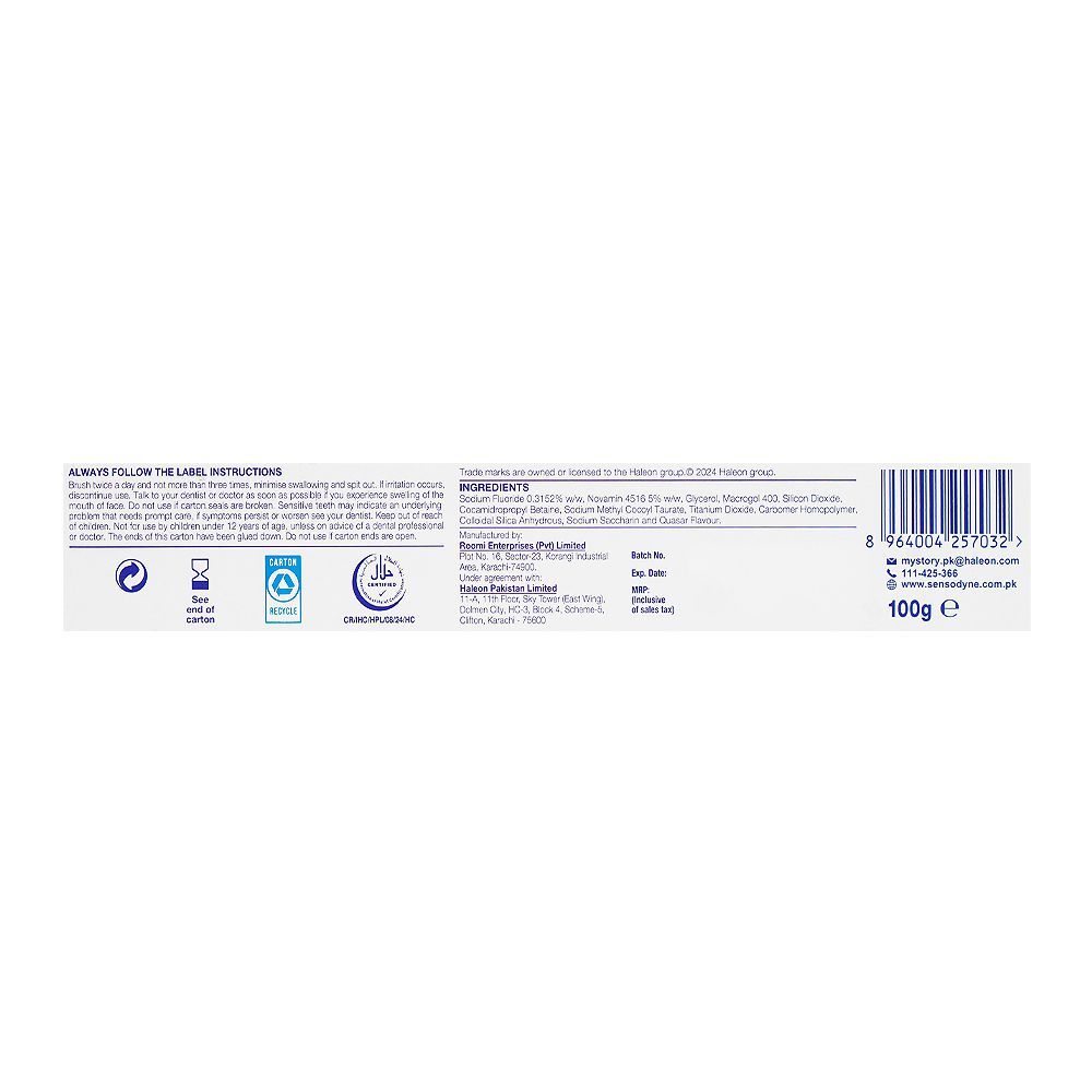 Sensodyne Repair & Protect Extra Fresh Toothpaste 100g Clinically Proven Sensitive Relief & Cavity Protection Halal