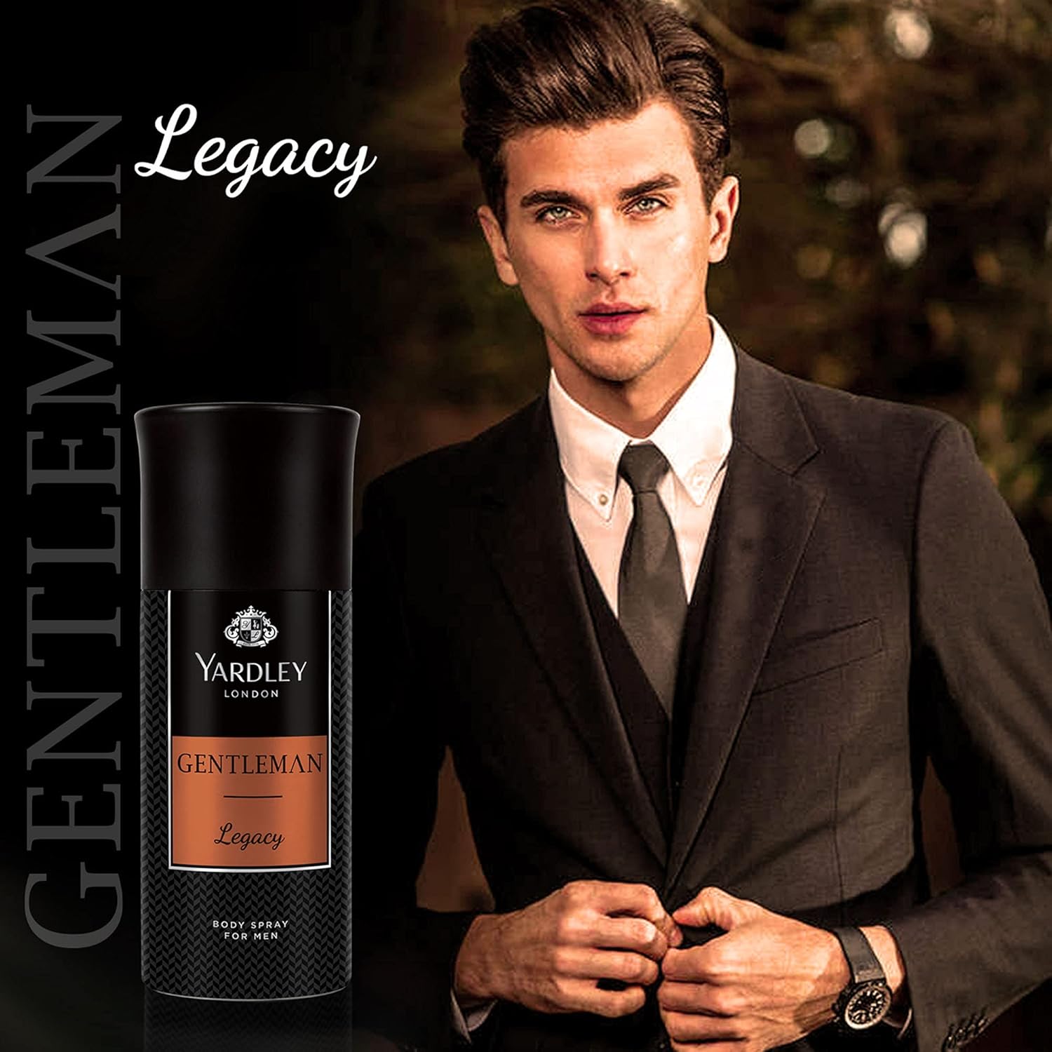 Yardley London Gentleman Legacy Body Spray for Men 150 ml Rich Masculine Fragrance & Long‑Lasting Freshness