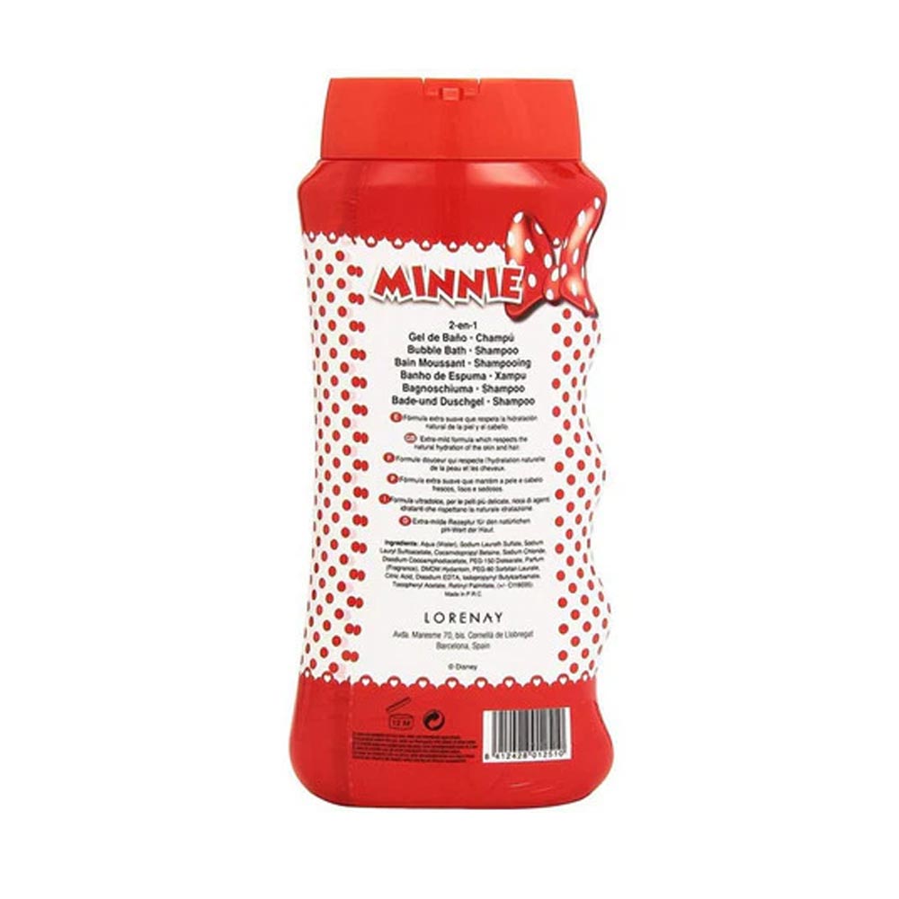 Lorenay Disney Minnie 2-in-1 Bubble Bath & Shampoo 475ml - Gentle Kids Hair & Body Wash for Soft Cleansing, Tear-Free Formula