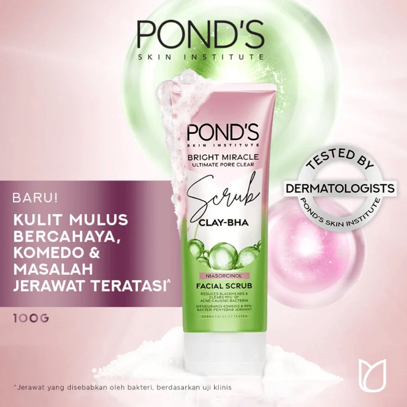 PONDS Pond’s Bright Miracle Ultimate Pore Clear CLAY-BHA Facial Scrub 100g