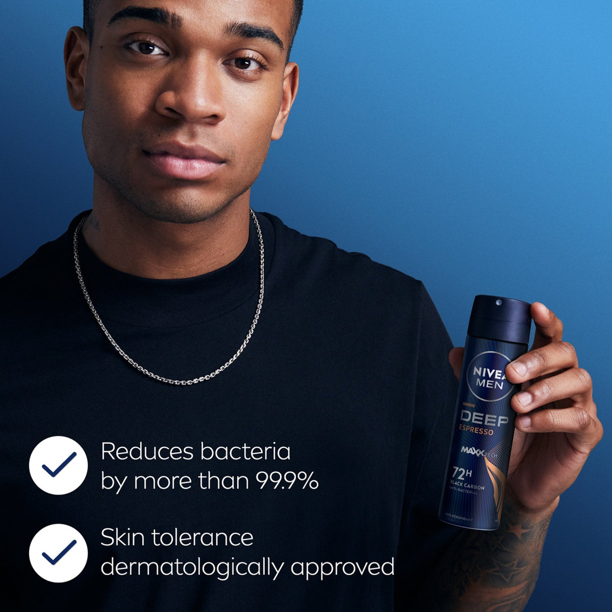 Nivea Men Deep Espresso 72H Black Carbon Anti-Bacterial Spray 150ml