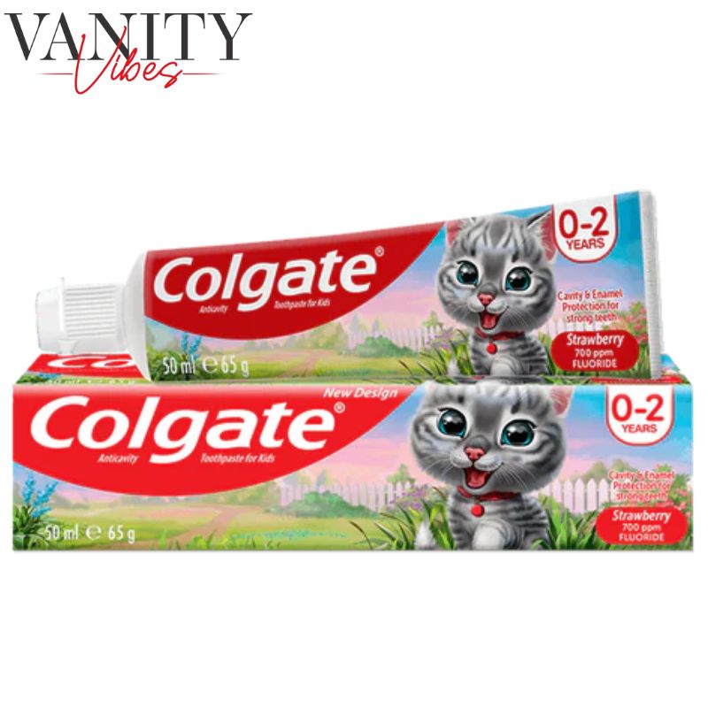 Colgate Anti-Cavity Toothpaste for Kids 0-2 Years Strawberry Flavour 700ppm Fluoride 50ml Gentle & Safe for Toddlers