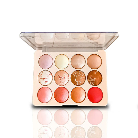 Glamorous Face 12 Color Highlighter & Blush On Palette (02)