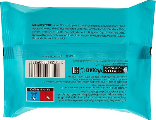 Beauty Formulas Clear Skin Deep Cleansing Facial Wipes 30'S