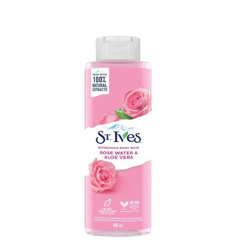 St Ives Refreshing Body Wash Rose Water & Aloe Vera 450ml Hydrating & Soothing