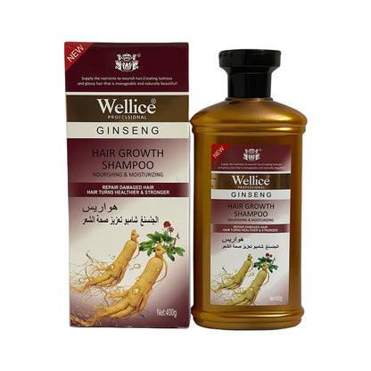 Wellice Ginseng Hair Growth Shampoo Nourishing & Moisturizing 400g - Strengthening Hair Care for Healthy, Thick & Smooth Hair