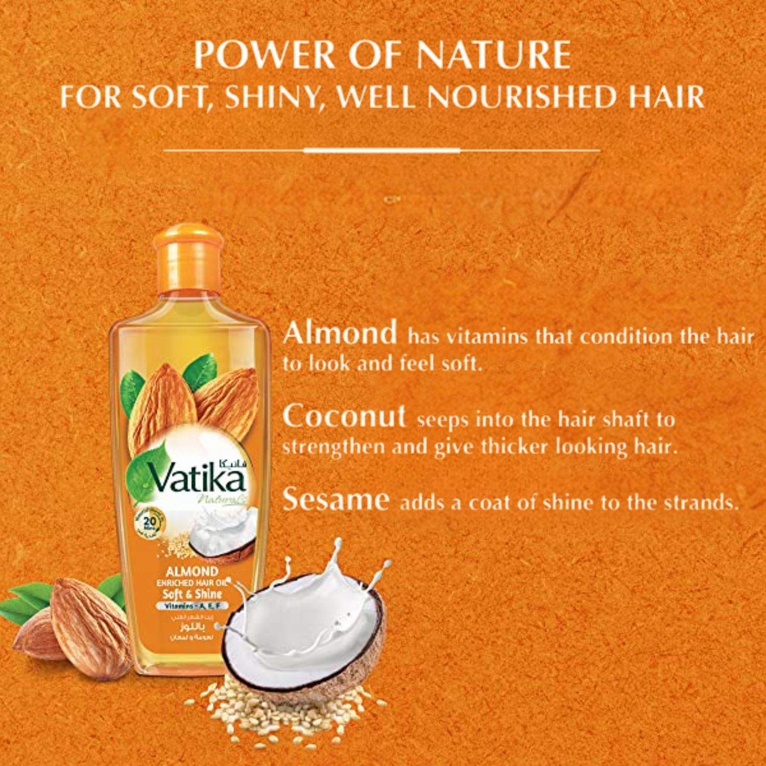 Dabur Vatika Almond Enriched Hair Oil Soft & Shine 200ml