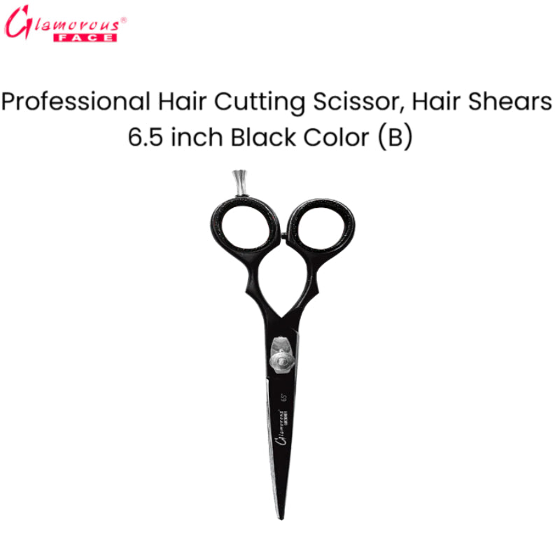 Glamorous Face Professional Hair Cutting Scissor, Hair Shears 6.5 inch Black Color (B)