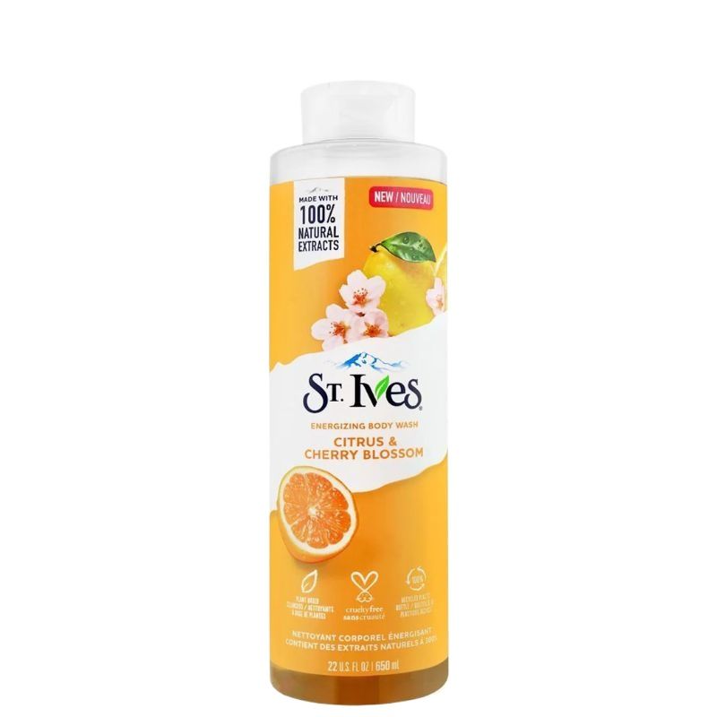 St Ives Energizing Body Wash Citrus & Cherry Blossom 650ml Refreshing & Invigorating