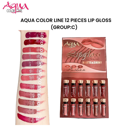 Aqua Color Line 12 Pieces Lip Gloss (Group:C)