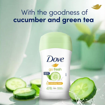 Dove Go Fresh Cucumber & Green Tea New & Improved 1/4 Moisturizing Cream 48H Anti-Perspirant Deodorant Stick 40g