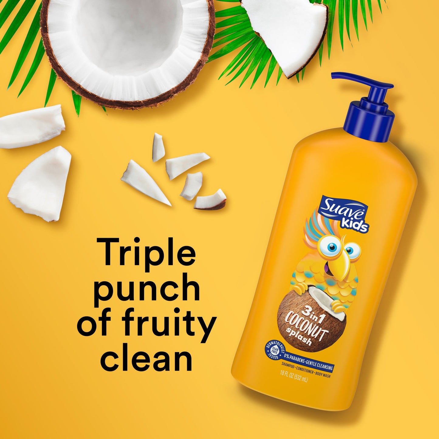 Suave Kids 3 in 1 Coconut Splash Shampoo + Conditioner + Body Wash 532ml