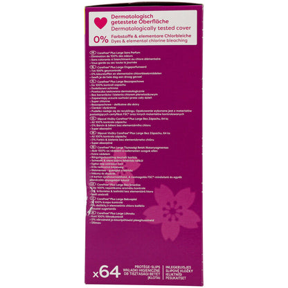 Carefree Mega Pack Plus Large Panty liners 64pcs – Unscented 100% Odour Control Daily Liners for Extra Protection, Comfort Fi