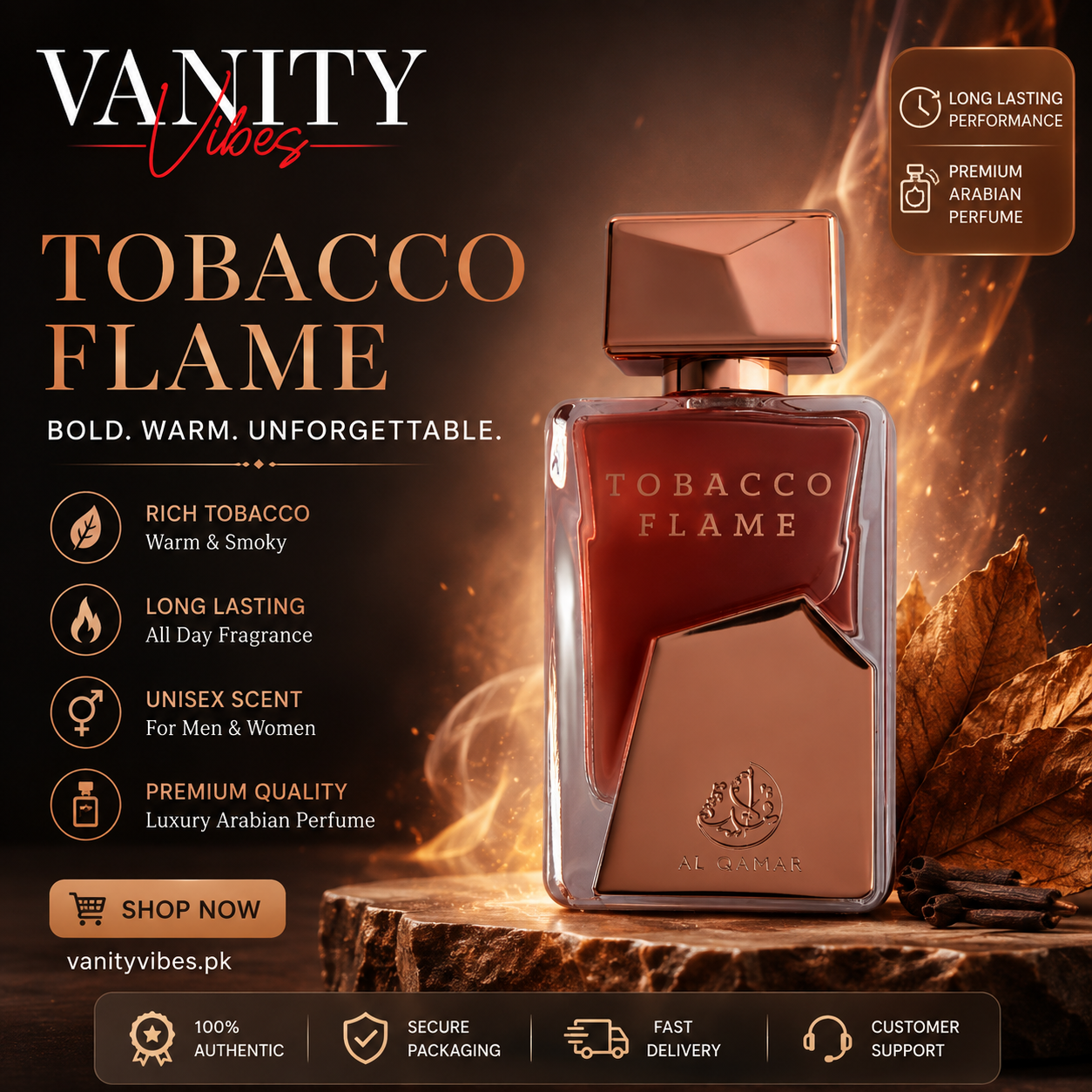 AL Qamar Flame Eau de Parfum 100ml Pour Homme - Long Lasting Perfume for Men