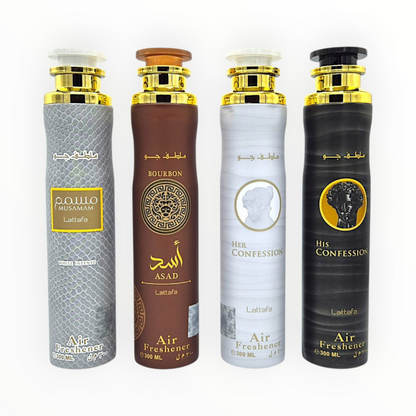 Lattafa Asad Bourbon Air Freshener 300ml - Long Lasting Luxury Warm Spicy Woody Fragrance Room Spray for Home & Office