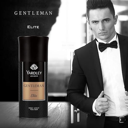 Yardley London Gentleman Elite Deodorant Body Spray 150 ml Premium Masculine Fragrance & Long‑Lasting Freshness