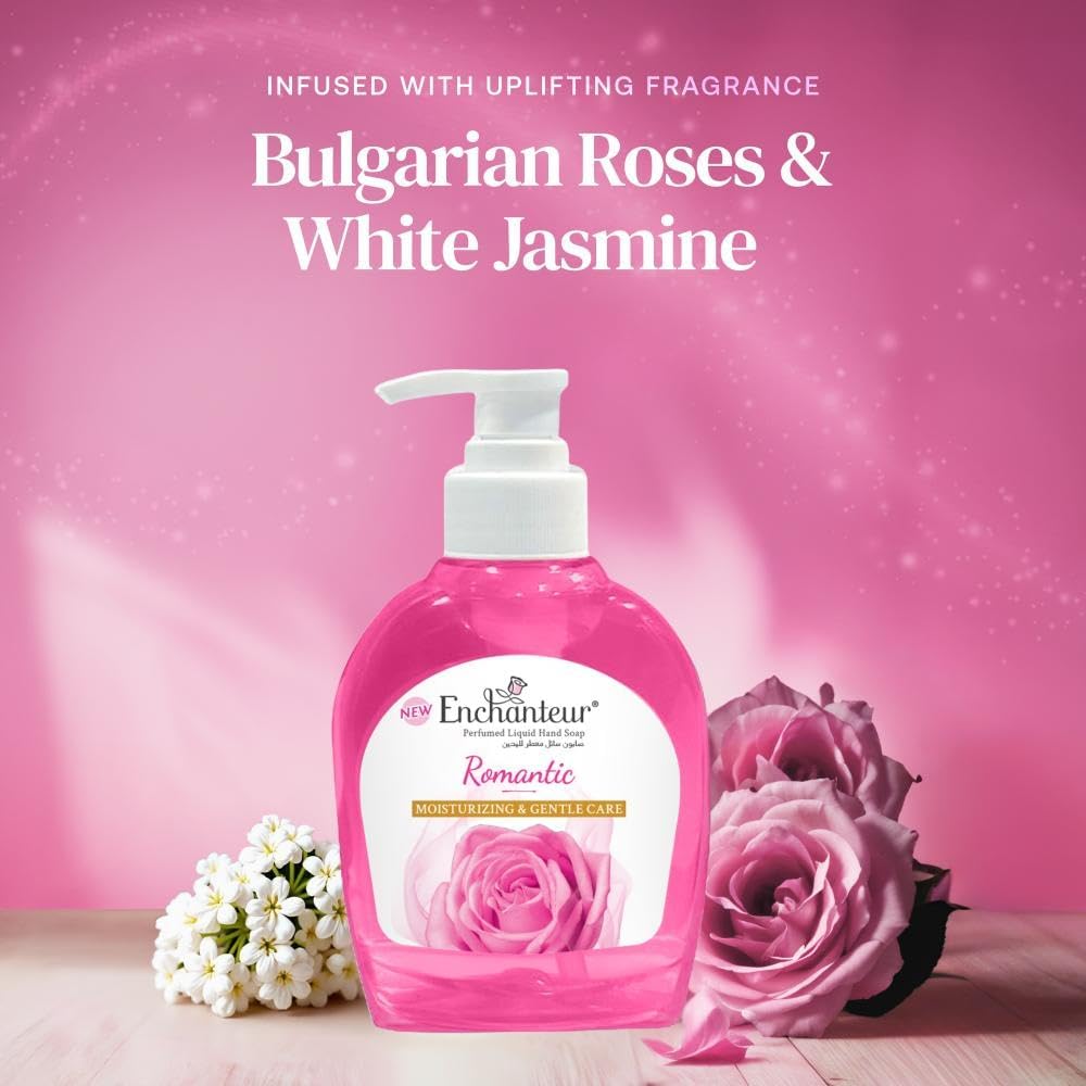Enchanteur Romantic Hand Wash 250ml – Gentle Cleansing Liquid Soap with Long Lasting Floral Fragrance, Moisturizing Care, Odo