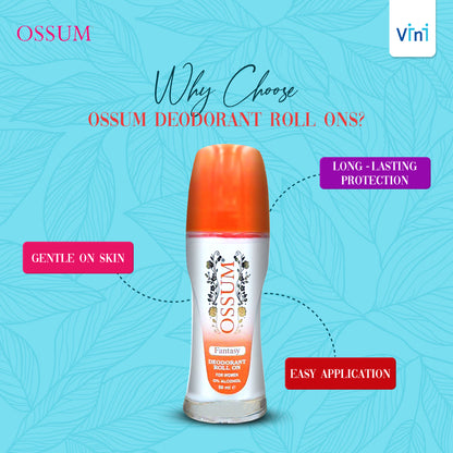 Ossum Fantasy Deodorant Roll-On for Women 50ml 0% Alcohol Long-Lasting Freshness