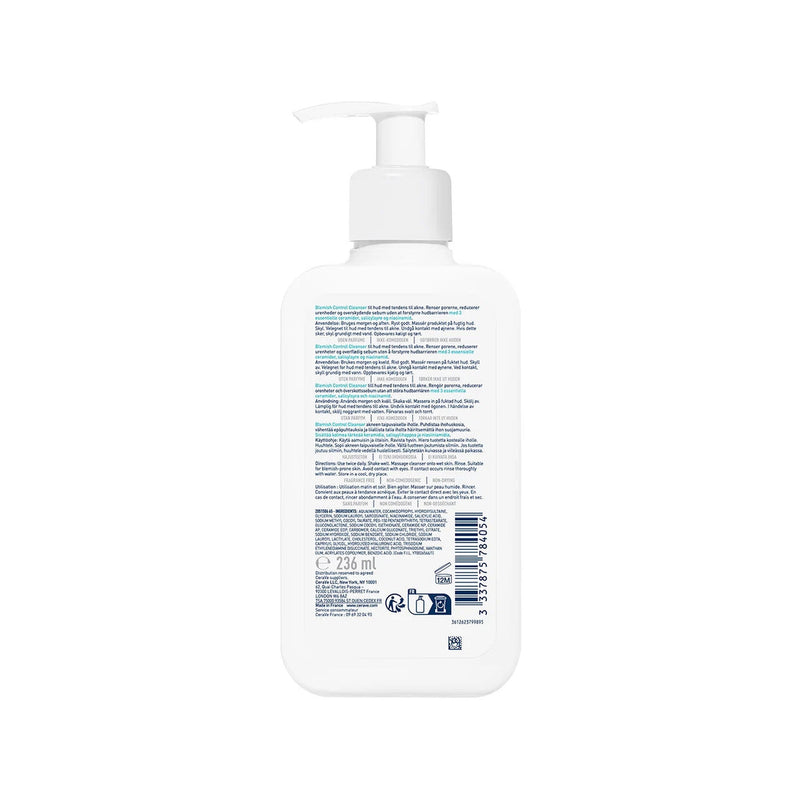 CeraVe Blemish Control Cleanser 236 ml, back label