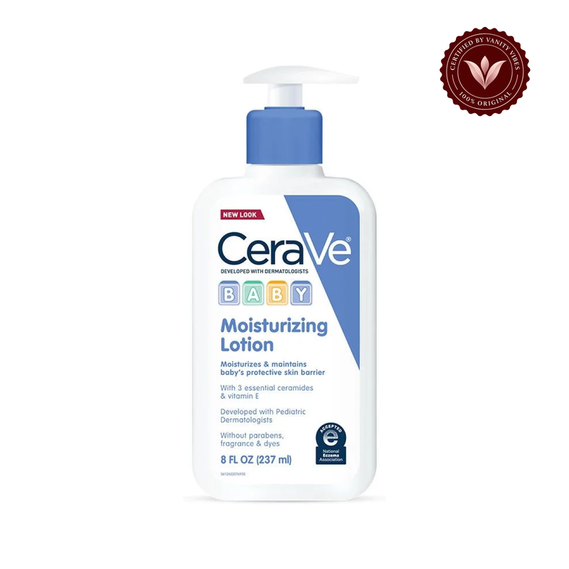 CeraVe Baby Moisturizing Lotion 237 ml front on white with Vanity Vibes badge