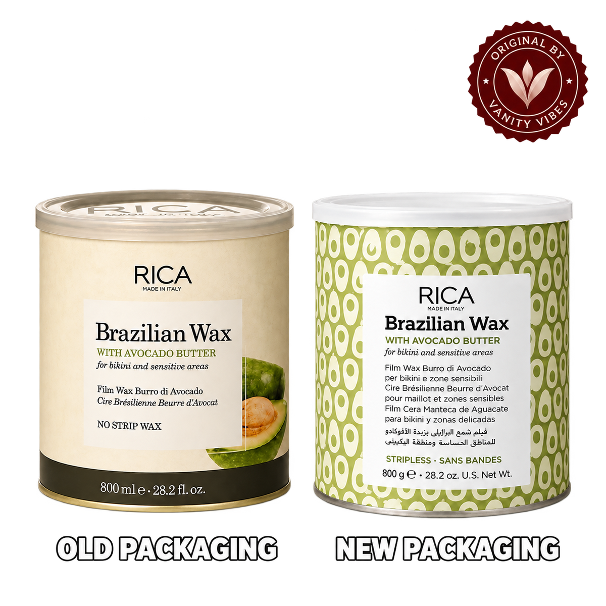 Rica Avocado Butter Brazilian Wax 800GM - For Bikini & Sensitive Areas | Original