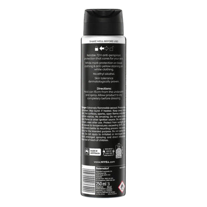Nivea Men Black & White Invisible Antiperspirant Deodorant Spray Original 72H Active Protection 250ml