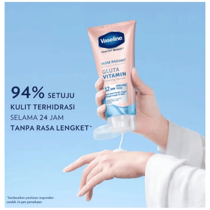 Vaseline Healthy Bright Hijab Radiant Gluta Vitamin Cooling Serum Moisturizer 180ml 12 Jam Perfume Tech & Long-Lasting Freshn