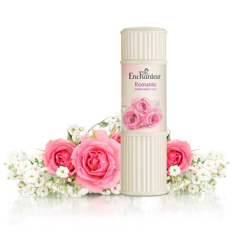 Enchanteur Romantic Perfumed Talcum Powder 250g - Long Lasting Floral Fragrance Body Powder for Soft, Smooth & Fresh Skin Odo