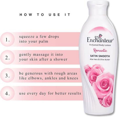 Enchanteur Romantic Moisture Silk Perfumed Body Lotion Aloe Vera & Olive Butter 250ml