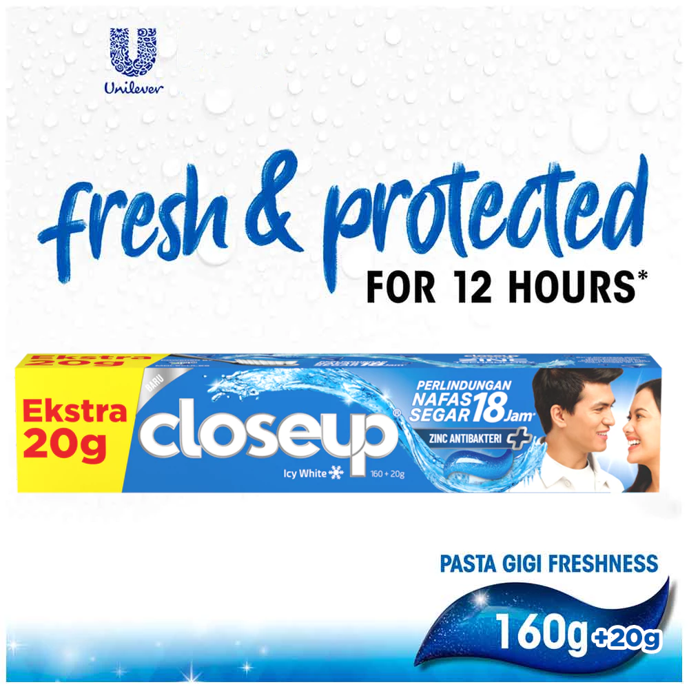 Closeup Icy White Toothpaste 160 × 20g Brightening & Fresh Breath Formula