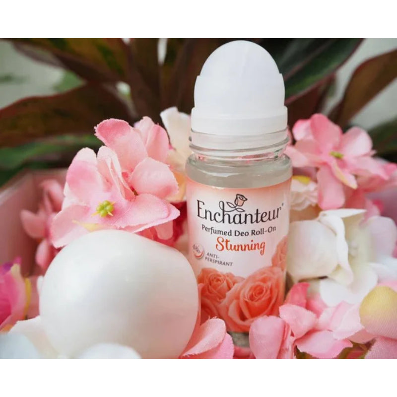 Enchanteur Stunning Roll-On Deodorant 50ml - Long Lasting Floral Fragrance Anti-Perspirant for Women Freshness & Odor Protect